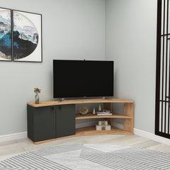 Meuble TV d'angle Jirel Bois clair et Anthracite