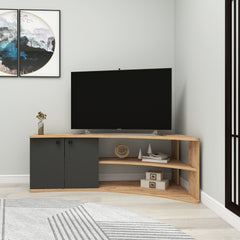 Meuble TV d'angle Jirel Bois clair et Anthracite