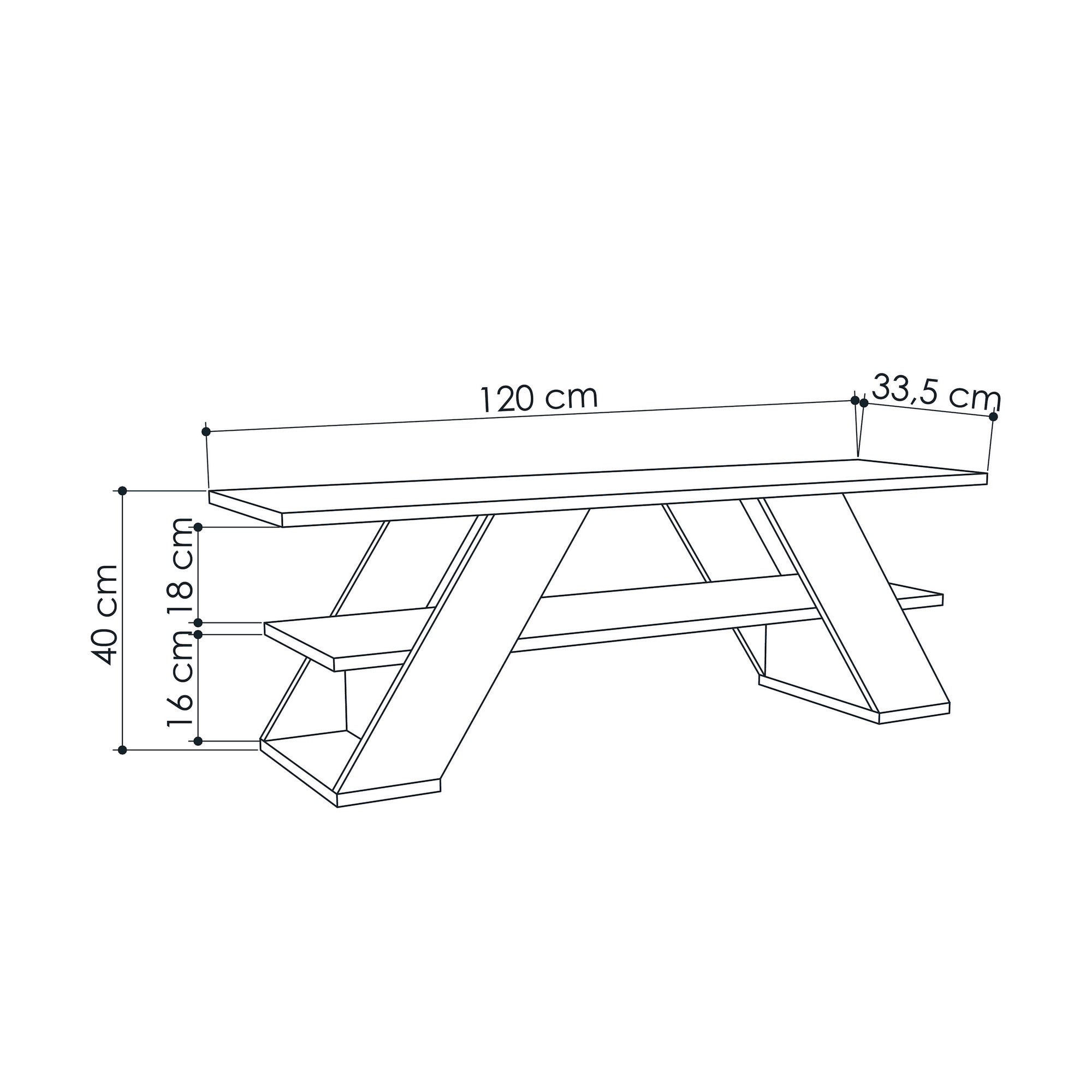 Meuble TV design 120cm à étagère Carlito Chêne clair