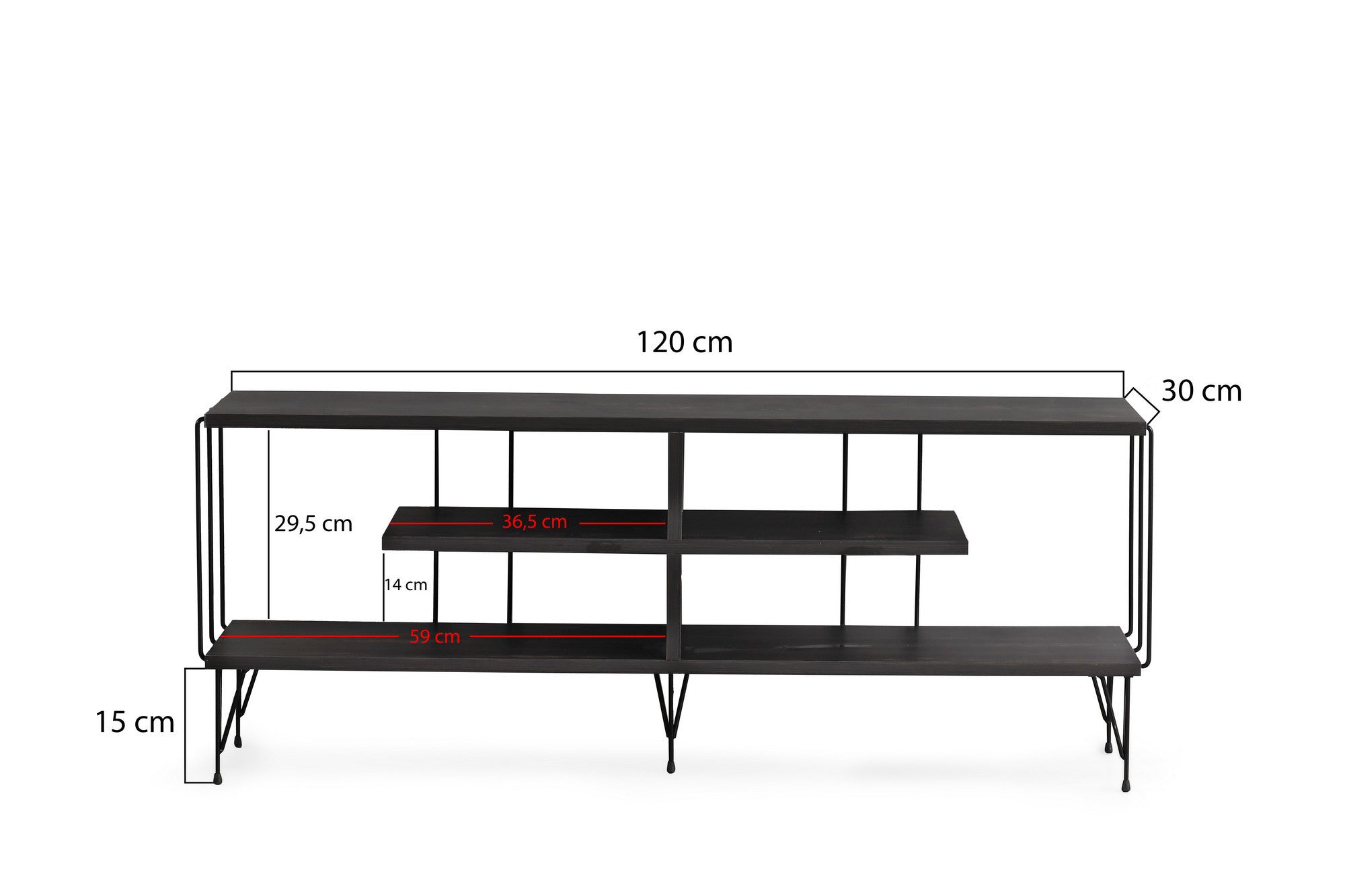 Meuble TV design 120cm Lycon Bois gris foncé usé