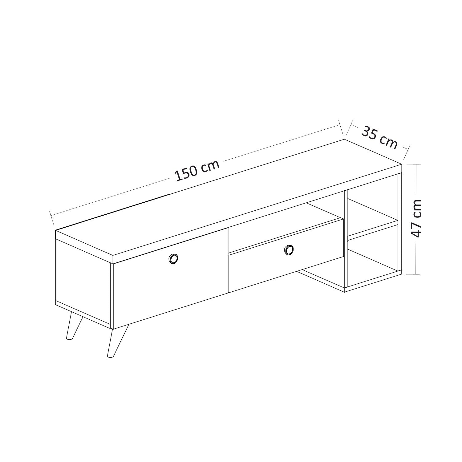 Meuble TV design Abidas L150cm Chêne clair et Noir