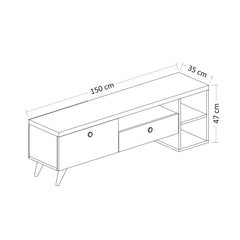 Meuble TV design Abidas L150cm Chêne clair et Noir