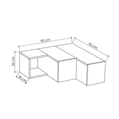 Meuble TV design cubique 2 tiroirs Stairz Gris foncé et Taupe