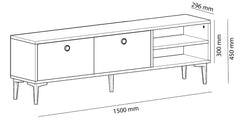 Meuble TV design géométrique moderne 150cm Paron Chêne clair