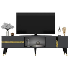 Meuble TV design Vanda L150cm Anthracite et Bond Or