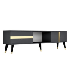 Meuble TV design Vanda L150cm Anthracite et Bond Or