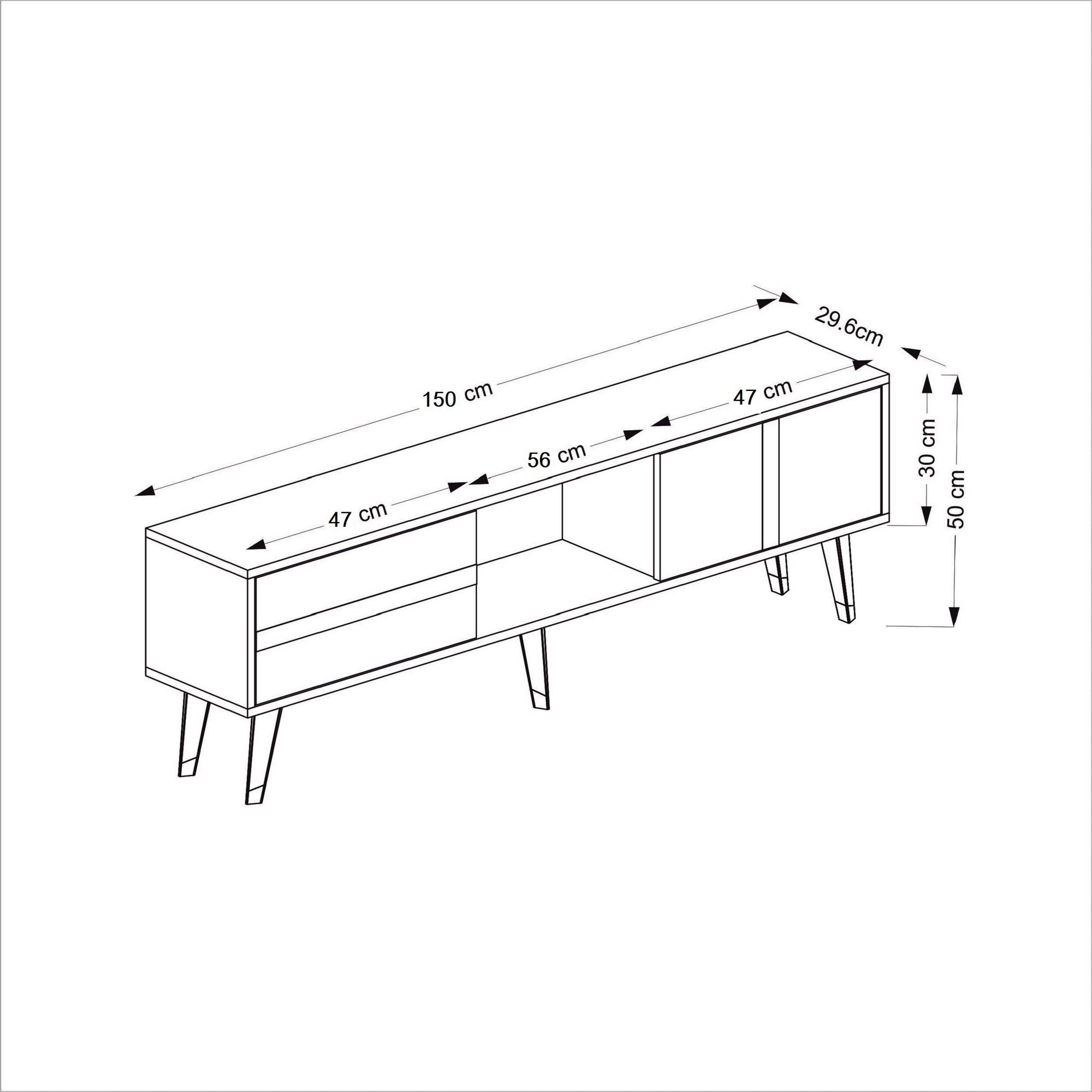 Meuble TV design Vanda L150cm Anthracite et Bond Or