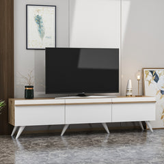 Meuble TV Druyes L180cm Blanc et Chêne clair