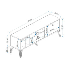 Meuble TV Makalu 150cm Gris effet béton