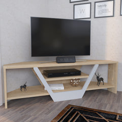 Meuble TV Norah 120cm Blanc et Chêne clair