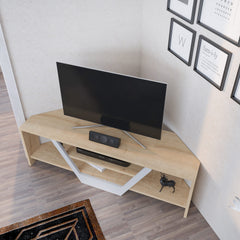 Meuble TV Norah 120cm Blanc et Chêne clair