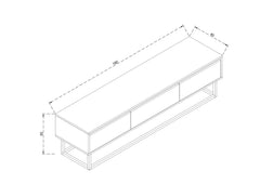 Meuble TV Recta 3 tiroirs L140 cm Coton MDF Noir Laminé Noyer et Noir 