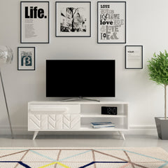 Meuble TV scandinave 1 porte Phaleas 120cm Blanc