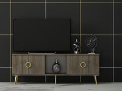 Meuble TV Shaula 120cm Bois foncé et Or