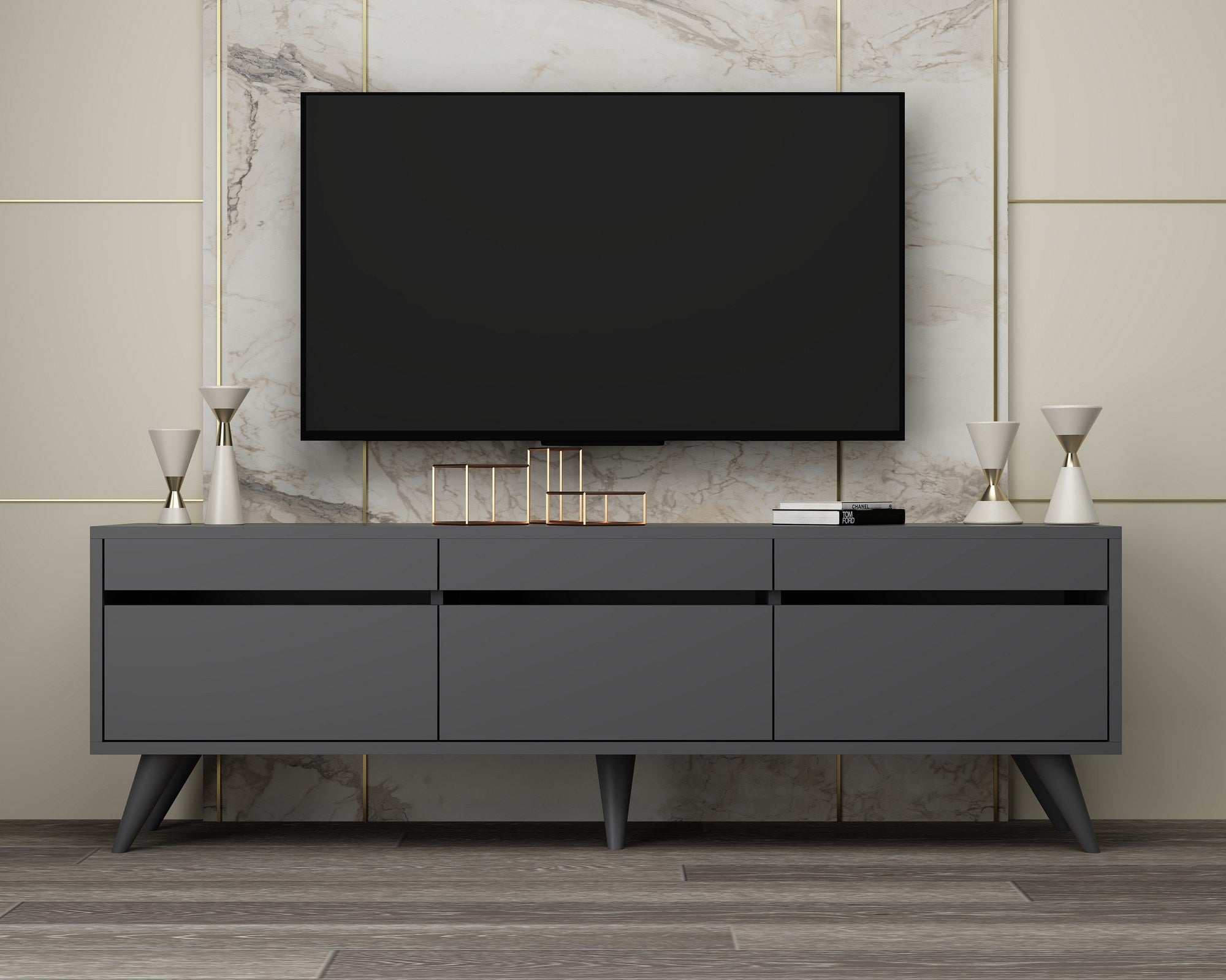 Meuble TV style scandinave Algol 150cm Anthracite