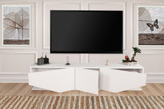 Meuble TV Trapezium 180cm Bois Blanc