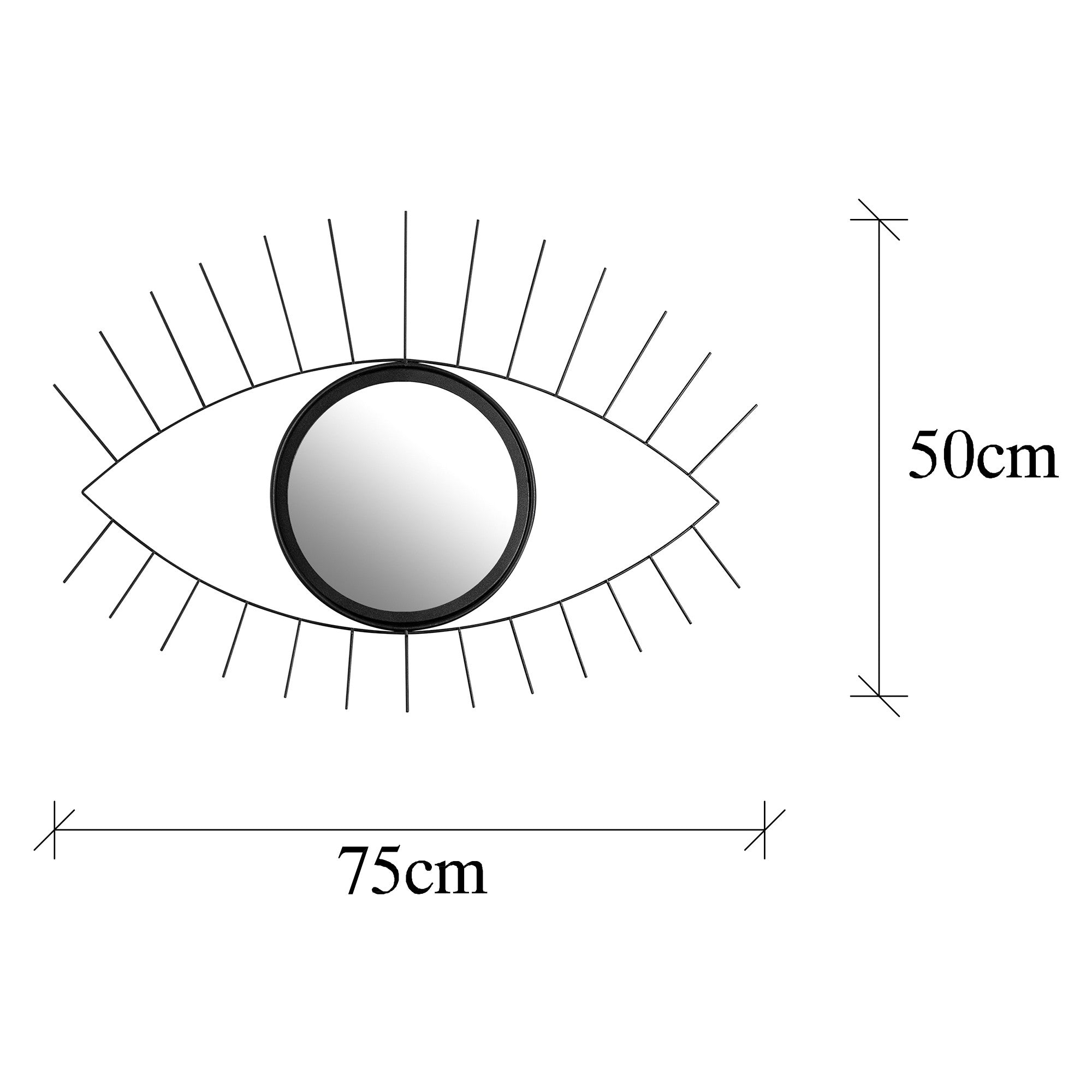 Miroir décoratif Filamentis Motif Grand œil L75xH50cm Métal Noir