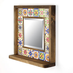 Miroir murale Dallat L32,5xH33cm Bois massif Motif Florale