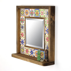 Miroir murale Dallat L32,5xH33cm Bois massif Motif Florale