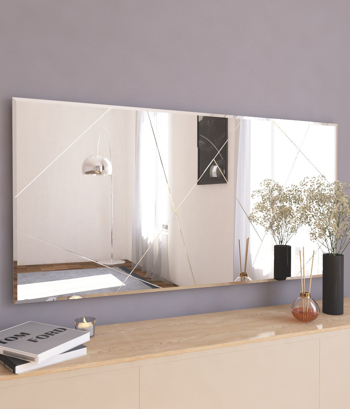 Miroir murale décoratif Kyrget 60x120cm Motif Lignes