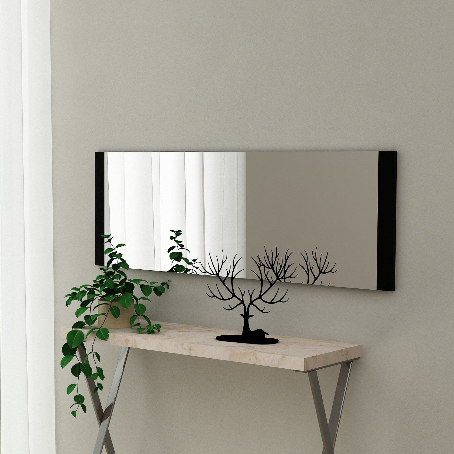 Miroir murale décoratif Lysola 40x120cm Bois Noir