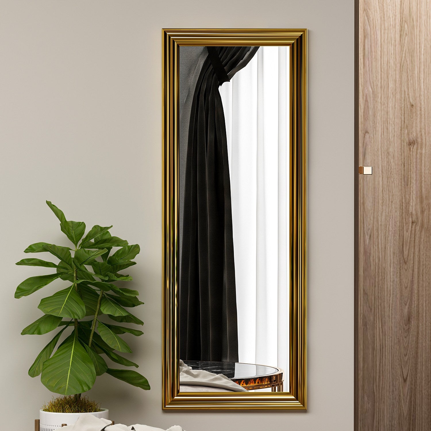 Miroir murale Kafka 40x105cm Bois Or