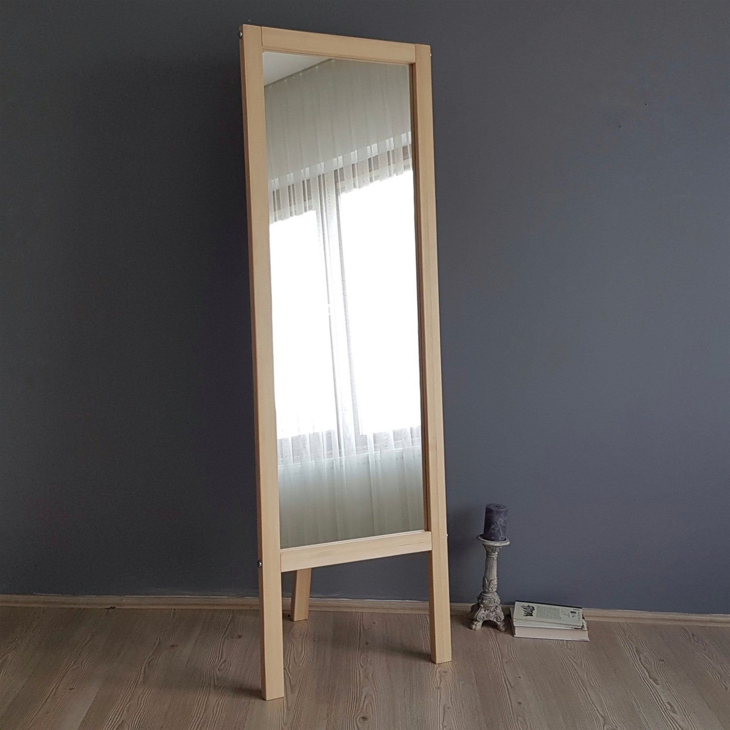 Miroir sur pied Kami L55xH170cm Pin massif Clair