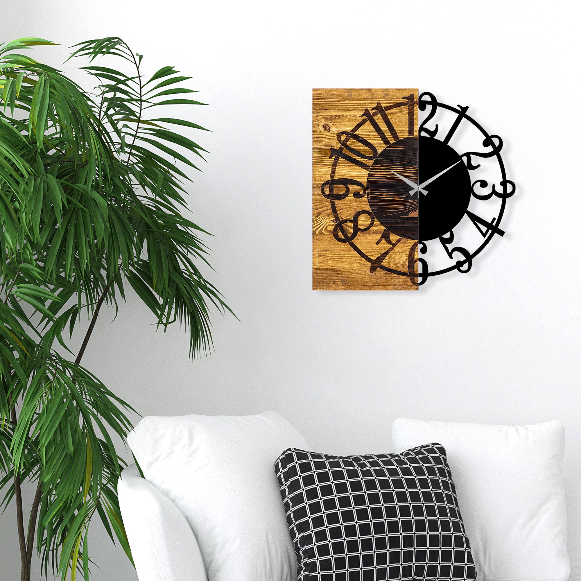 Montre Murale Continuum Chic Bois Noir et Noyer