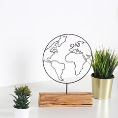 Objet décoratif à poser Approbatio globe terrestre H30 cm Métal Noir Socle Bois