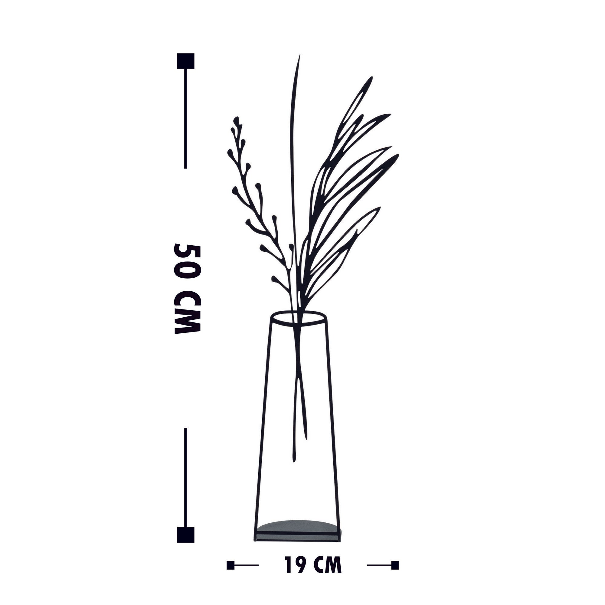 Objet décoratif à poser Jagal L19xH50cm Pot plante sauvage de palme Métal Noir