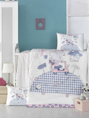 Parure de lit bébé 4 pièces Eget 100% Coton Renforcé Motif Ourson voyageur Multicolore