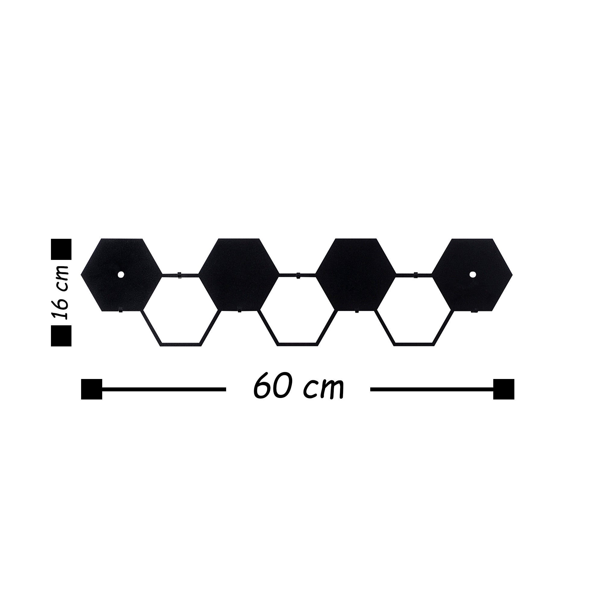 Patère murale Takumi L60xH16cm Hexagone Métal Noir