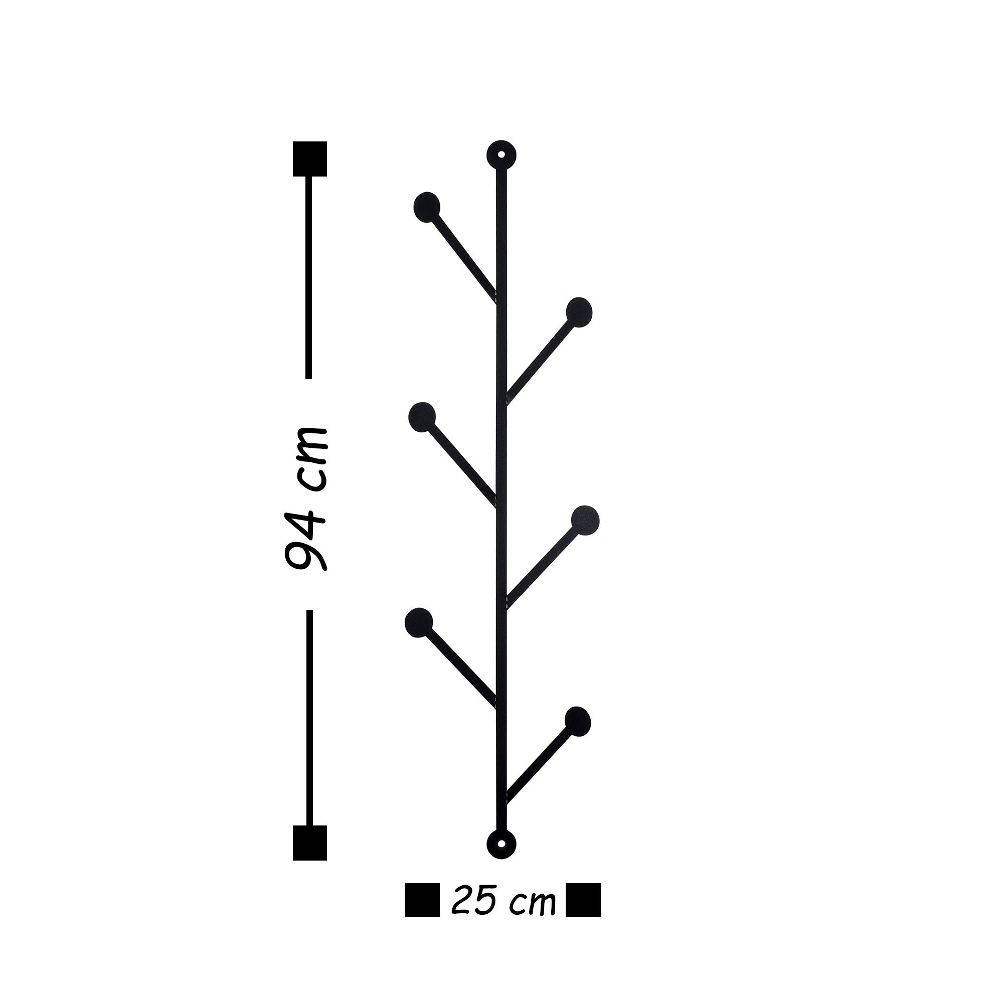 Patères murales Takumi L25xH94cm Arbre minimaliste Métal Noir