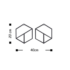 Patères murales Takumi L40xH20cm Hexagones géométrique simple Métal Noir