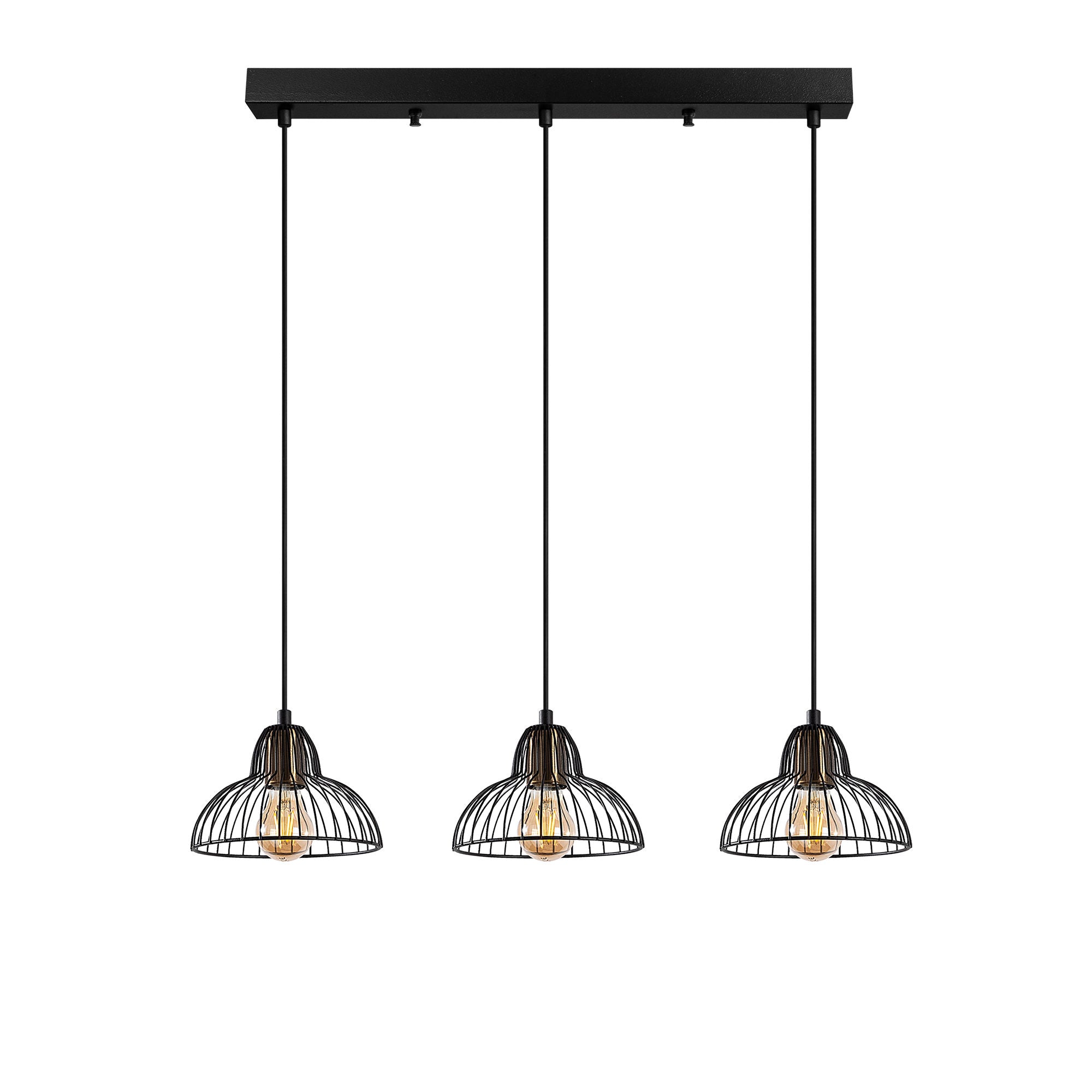 Plafonnier filaire 3 lampes Zanis 70cm Métal Noir