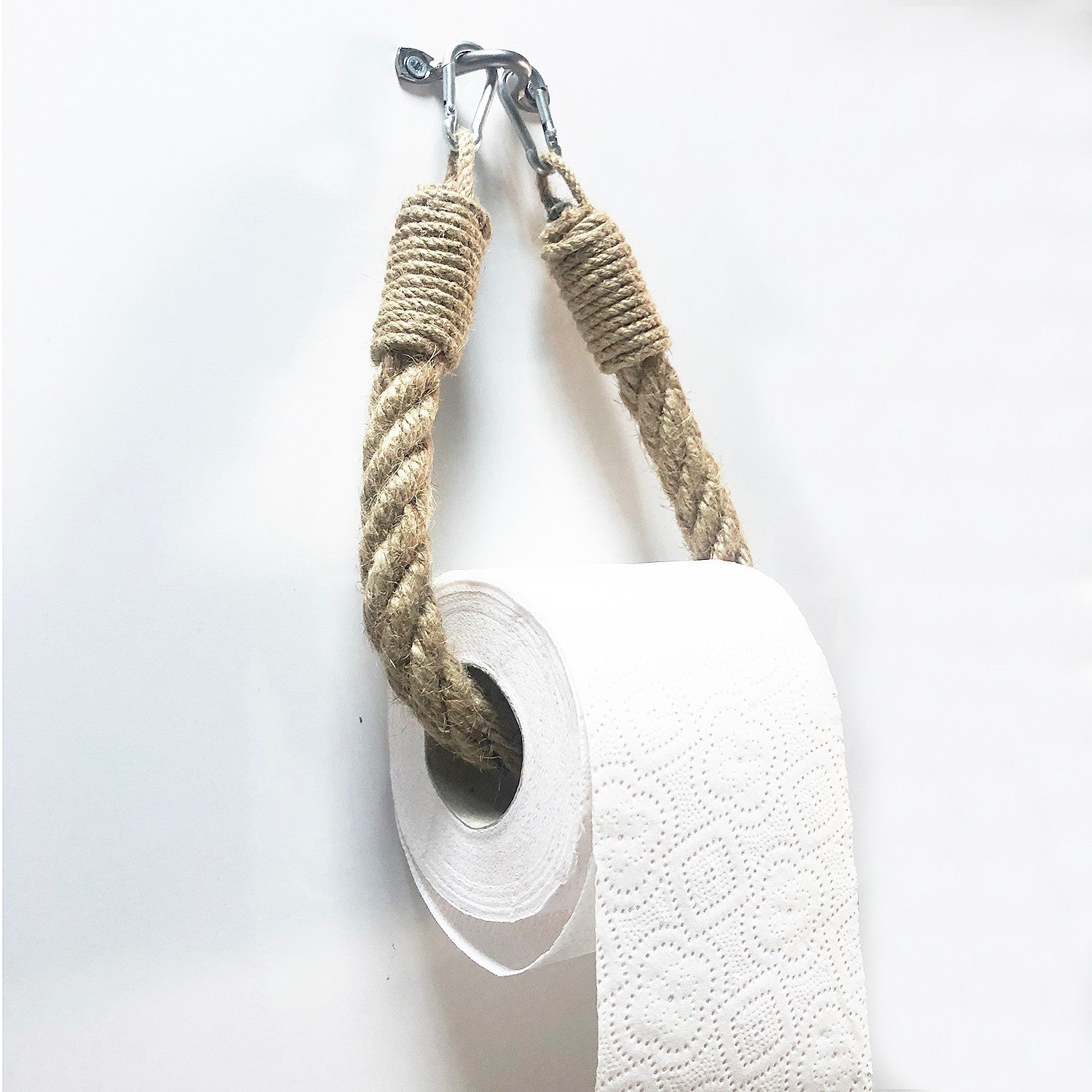 Porte de papier toilette Inam Métal chrome et Corde beige