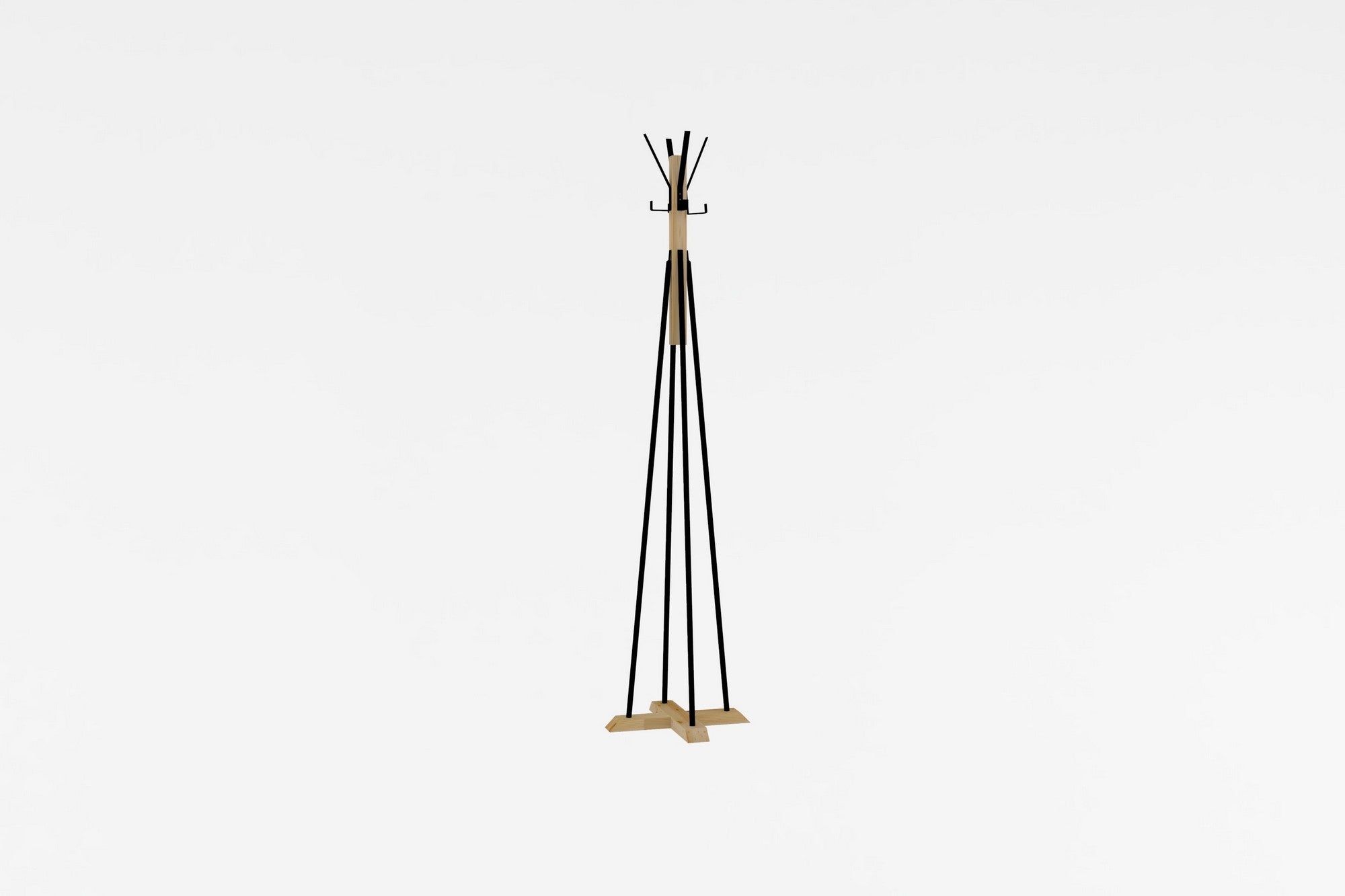 Porte manteau Zexu H160cm Bois Chêne clair et Noir