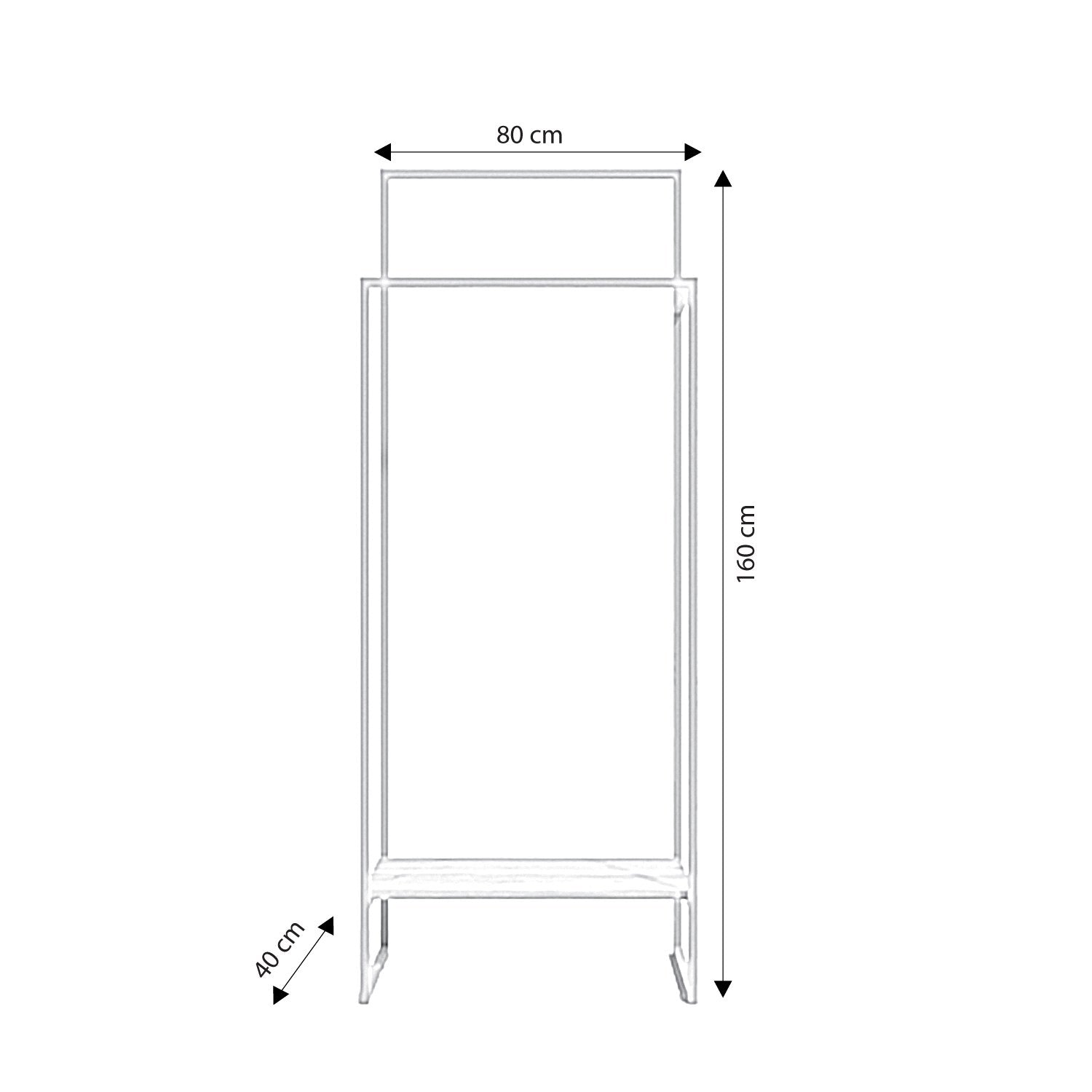 Porte vêtement Shefta L80xH160cm Métal Or et Bois clair