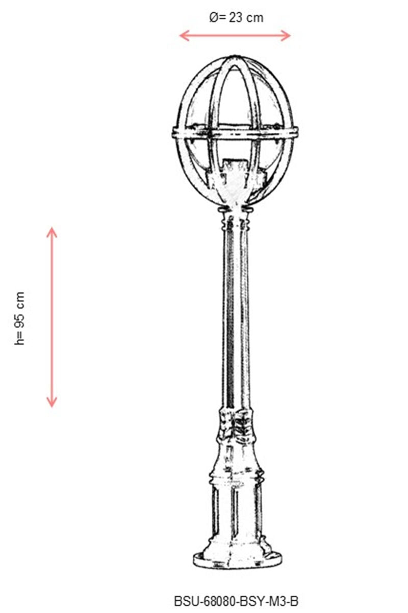 Potelet extérieur Barbot H95cm Noir et Transparent