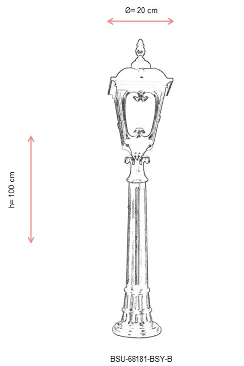 Potelet extérieur Caillet H100cm Noir et Transparent