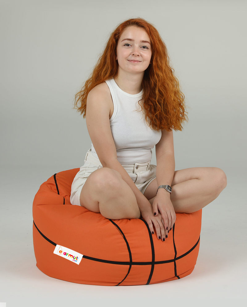 Pouf ballon de basket Andrus D70cm Orange