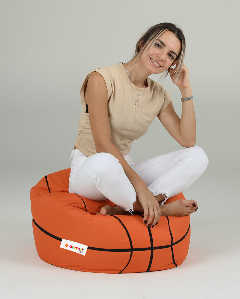 Pouf ballon de basket Andrus D70cm Orange