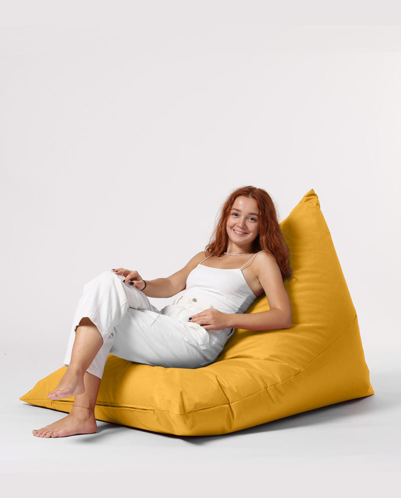 Pouf / coussin de sol triangle Gilka 90x145cm Tissu Jaune