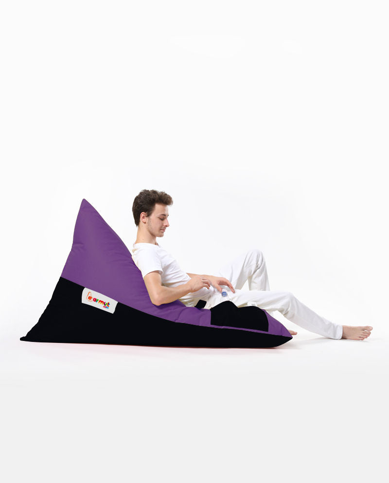 Pouf / coussin de sol  triangle Gilko 90x145cm Tissu Noir et Violet