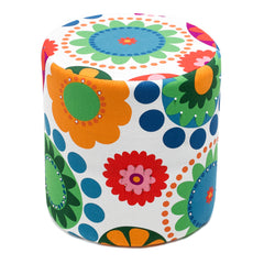 Pouf Falael D40cm Tissu Motif Fleurs Multicolore