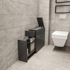 Rangement de salle de bain 1 porte et 2 tiroirs Denali Bois Anthracite