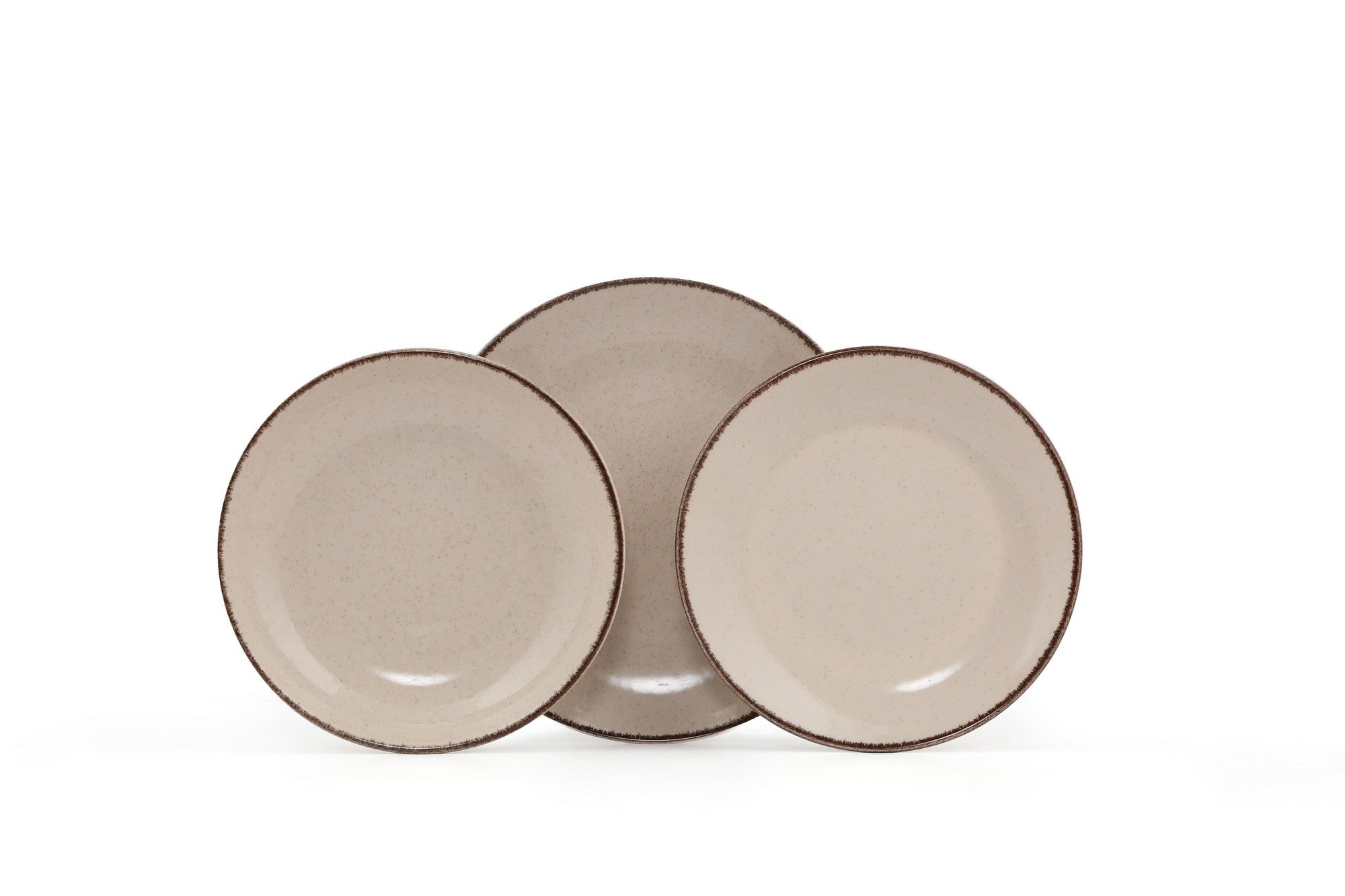 Service de table 18 pièces Ameil Porcelaine tacheté Cannelle et Marron