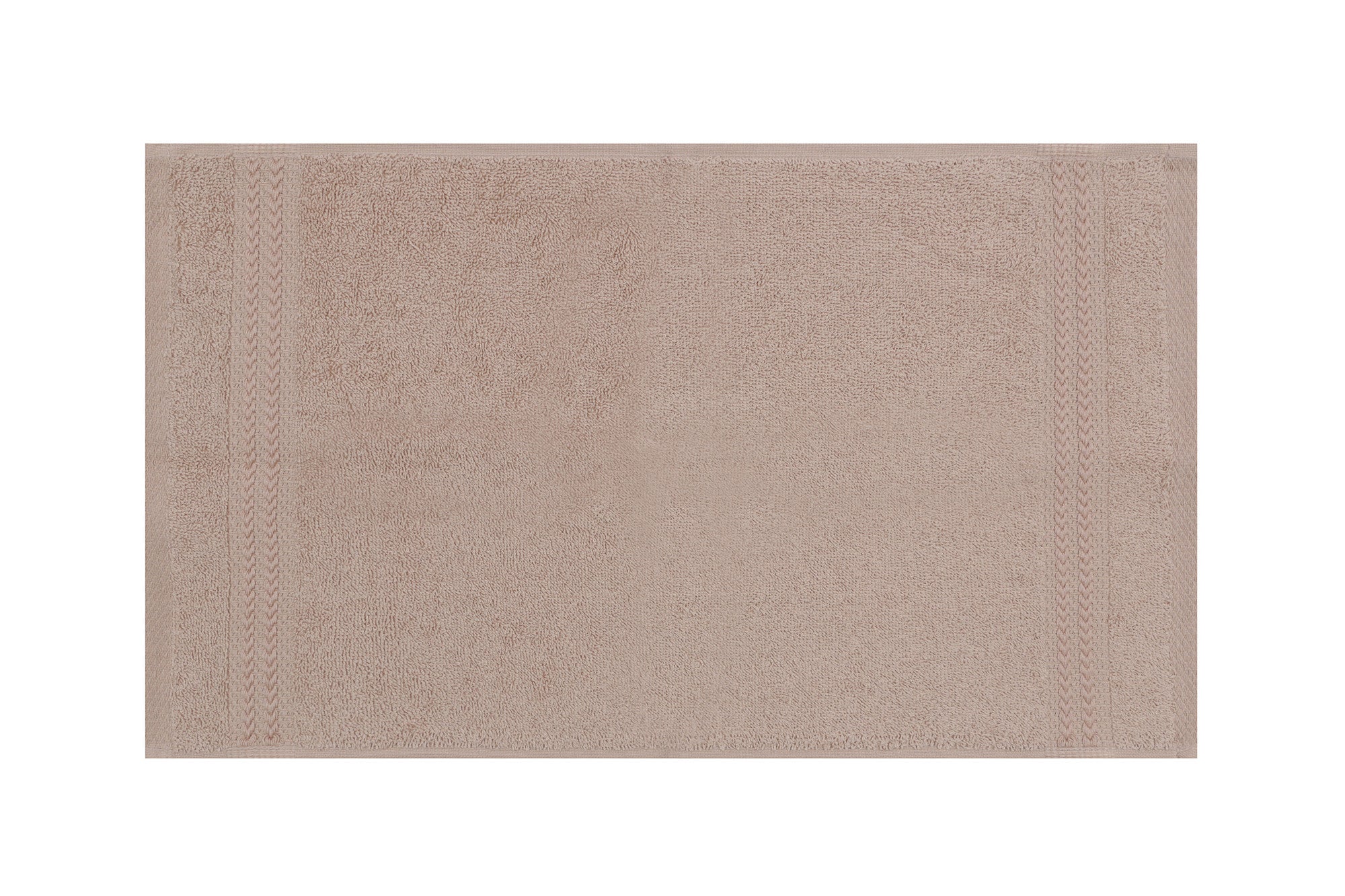 Set de 6 serviettes de toilette liteau à trois lignes brodées Sicco 30 x 50 cm 100% Coton Beige