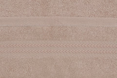 Set de 6 serviettes de toilette liteau à trois lignes brodées Sicco 30 x 50 cm 100% Coton Beige