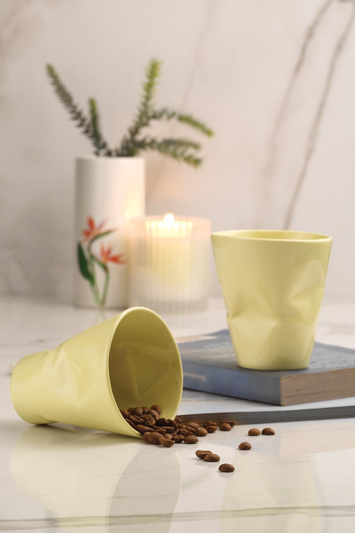 Set service à café Aromatum Pot pressé 2 pièces Porcelaine Jaune 